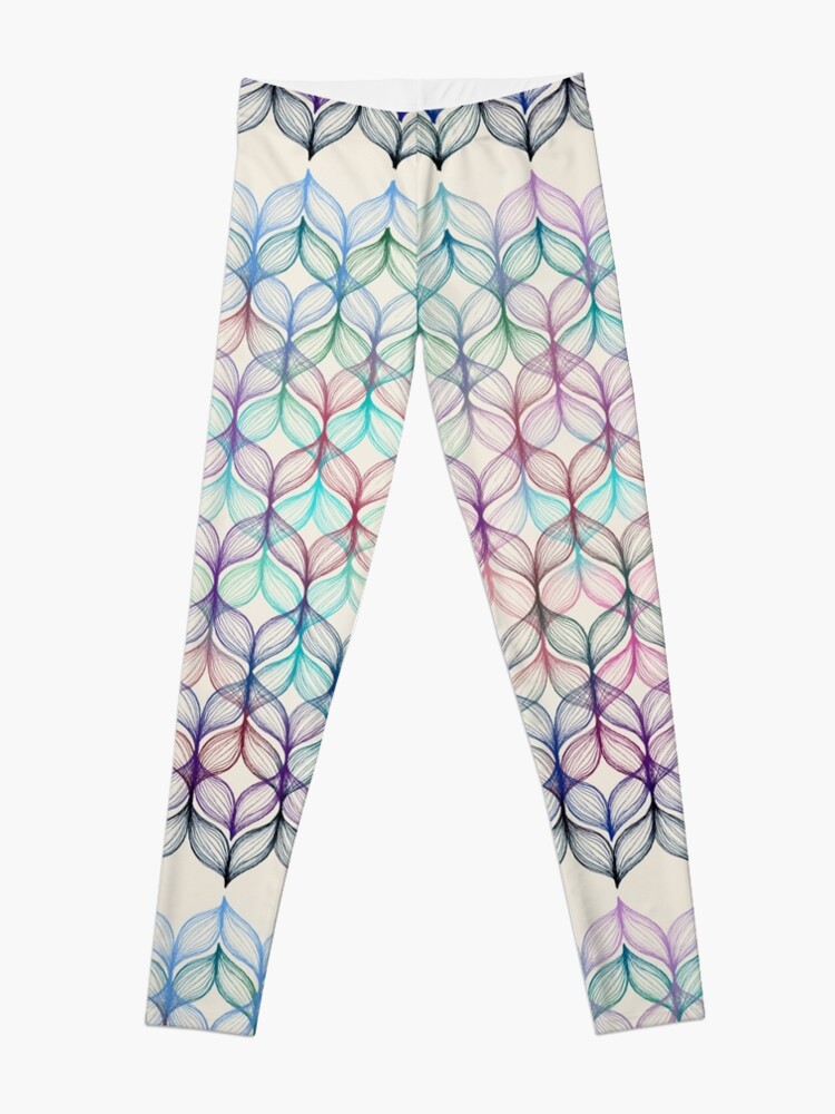 Alternate view of Mermaid's Braids - a colored pencil pattern Leggings