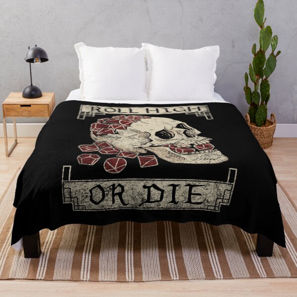 Roll High or Die (Skull and die) Throw Blanket