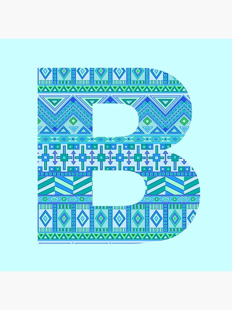 Letter B Blue Aztec Stripes Pattern Boho Monogram Initial by theartofvikki