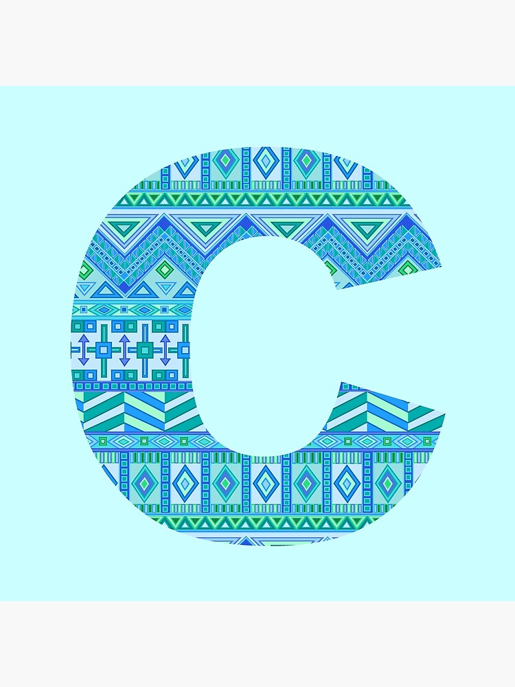 Letter C Blue Aztec Stripes Pattern Boho Monogram Initial by theartofvikki