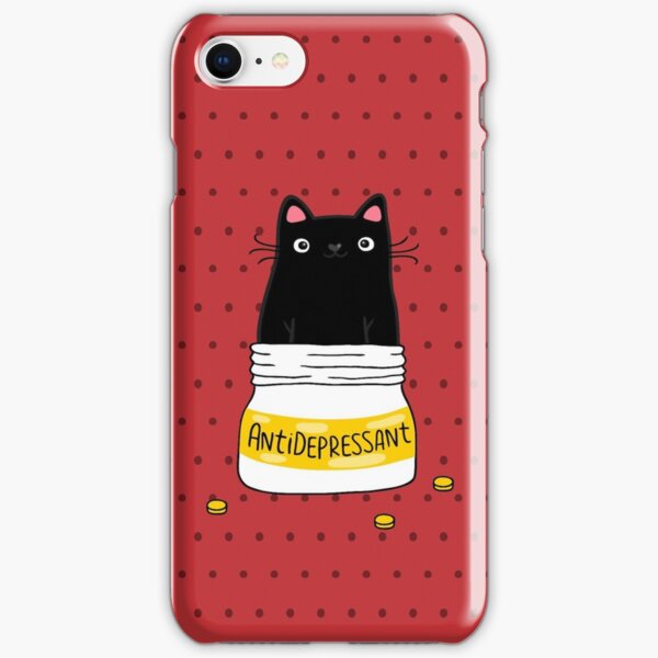 FUR ANTIDEPRESSANT . Cute black cat illustration. A gift for a pet lover. iPhone Snap Case