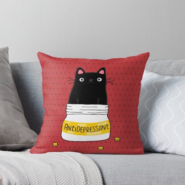 Item preview, FUR ANTIDEPRESSANT . Cute black cat illustration. A gift for a pet lover. designed and sold by kostolom3000.