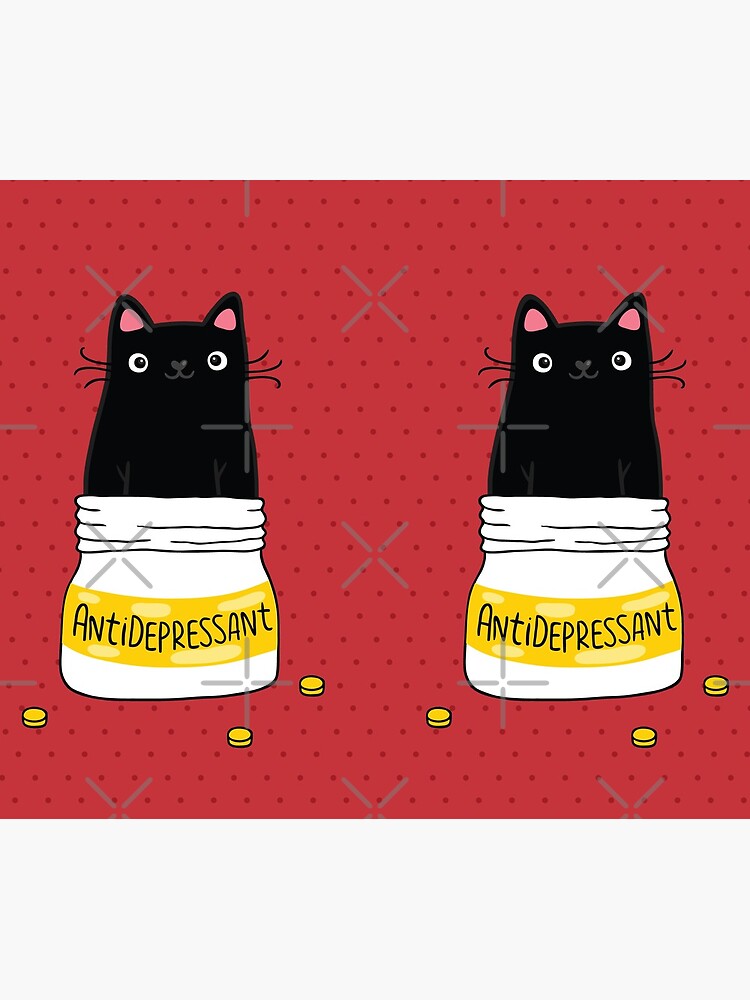 FUR ANTIDEPRESSANT . Cute black cat illustration. A gift for a pet lover. by kostolom3000