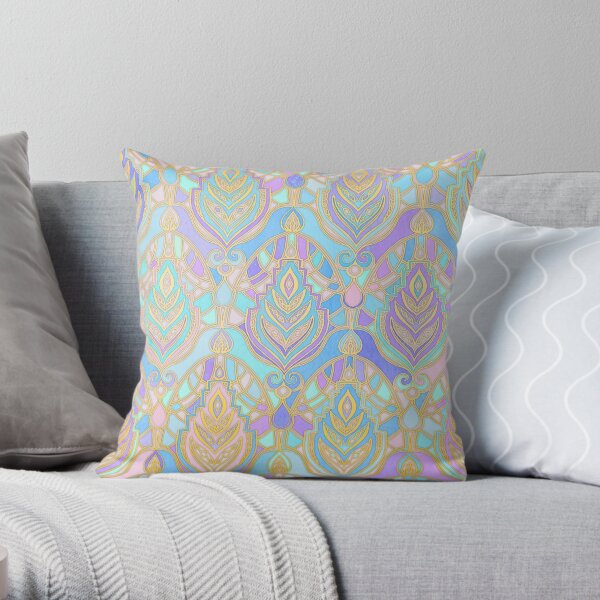 Jade & Blue Enamel Art Deco Pattern Throw Pillow