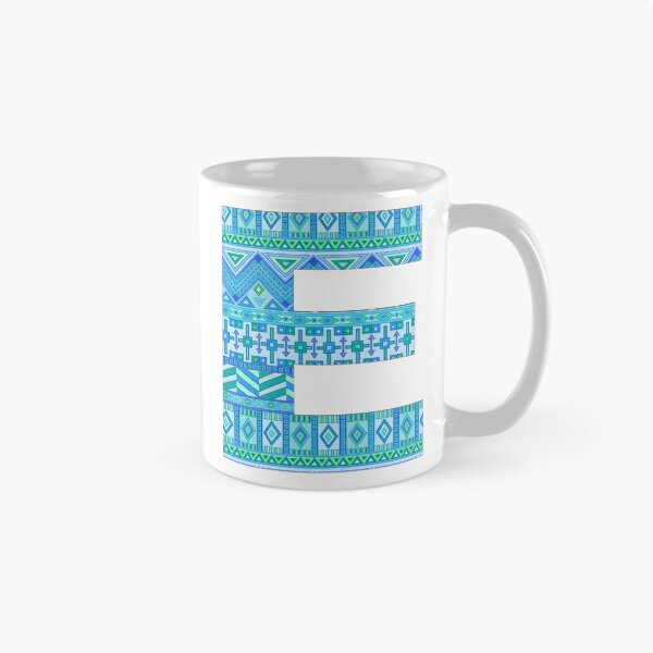 Artikelvorschau, Buchstabe E blaue aztekische Streifen Muster Boho Monogramm Initiale entworfen und verkauft von theartofvikki.