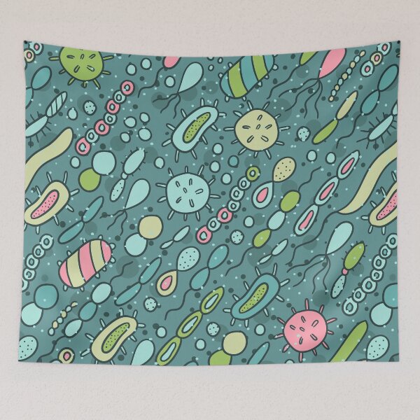 Item preview, Microbes pattern. Bacteria design for biology lovers. Virus illustration. designed and sold by kostolom3000.