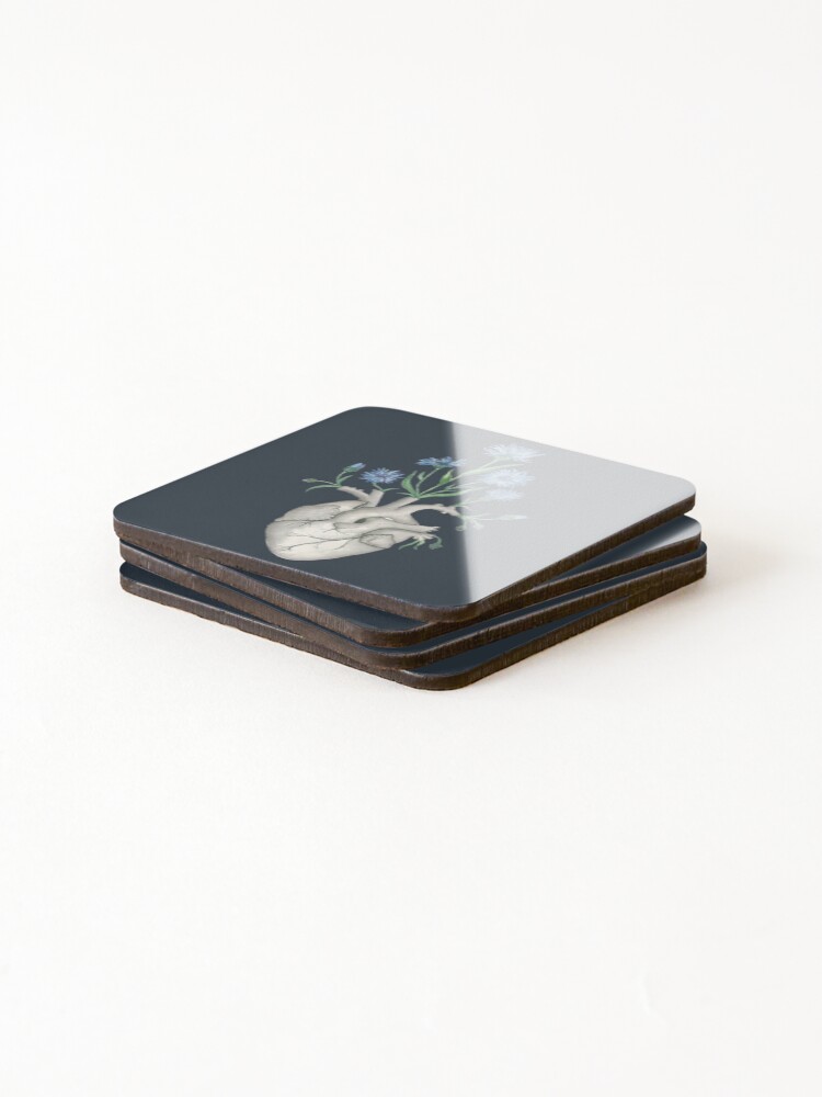 Alternate view of Floral Heart: Human Anatomy Cornflower Flower Christmas Gift Coasters (Set of 4)