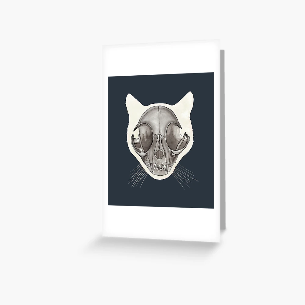 Cat Skull: Halloween Watercolor Animal Skeleton Anatomy Greeting Card for  Sale by Ossuarium Floreus