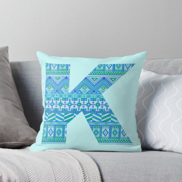 Item preview, Letter K Blue Aztec Stripes Pattern Boho Monogram Initial designed and sold by theartofvikki.