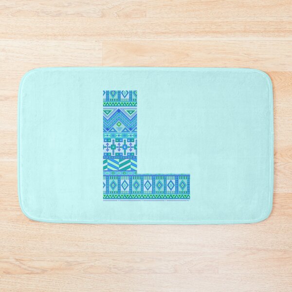 Item preview, Letter L Blue Aztec Stripes Pattern Boho Monogram Initial designed and sold by theartofvikki.