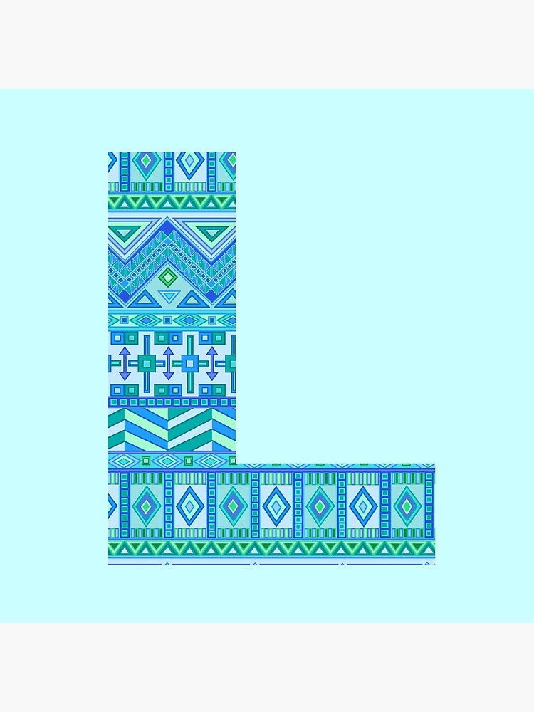 Letter L Blue Aztec Stripes Pattern Boho Monogram Initial by theartofvikki