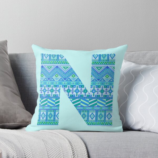 Item preview, Letter N Blue Aztec Stripes Pattern Boho Monogram Initial designed and sold by theartofvikki.