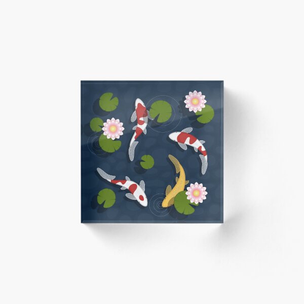 Japanese Koi Fish Pond Acrylic Block
