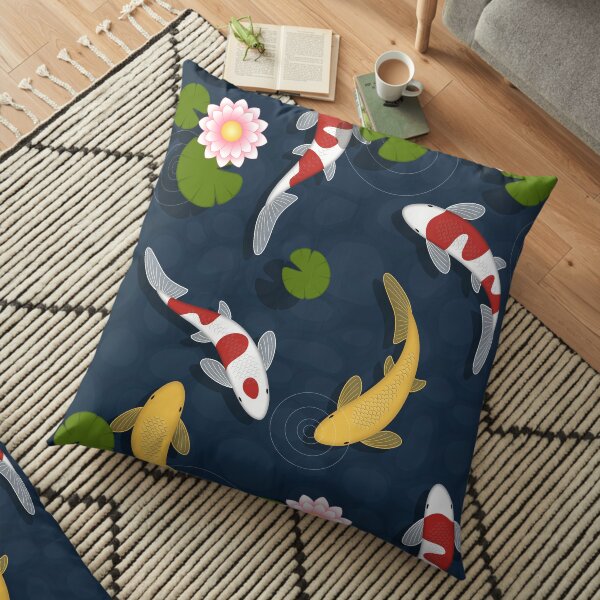 Japanese Koi Fish Pond Floor Pillow