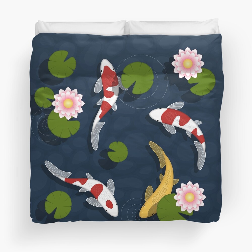 Japanese Koi Fish Pond Duvet Cover