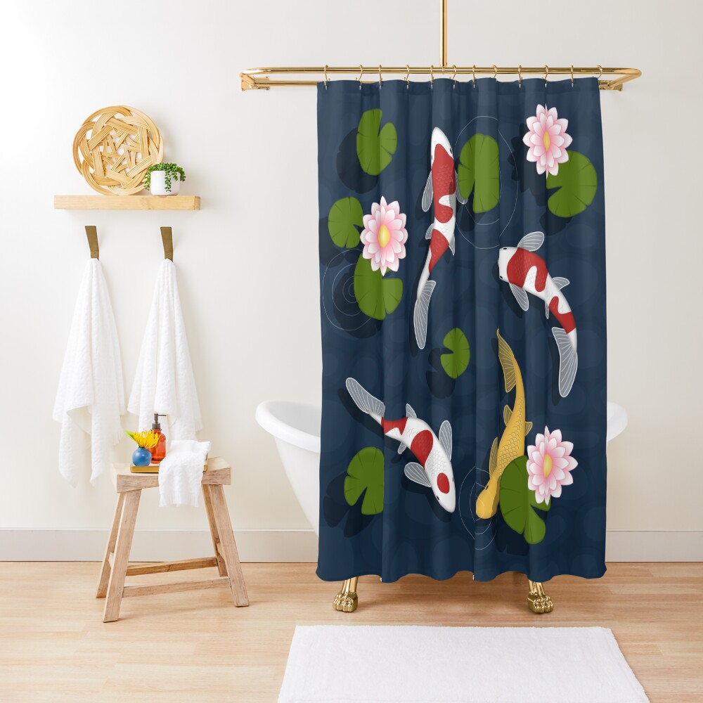 "Japanese Koi Fish Pond" Shower Curtain for Sale by chibibikun Redbubble