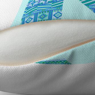 Thumbnail 2 of 3, Throw Pillow, Letter R Blue Aztec Stripes Pattern Boho Monogram Initial designed and sold by theartofvikki.
