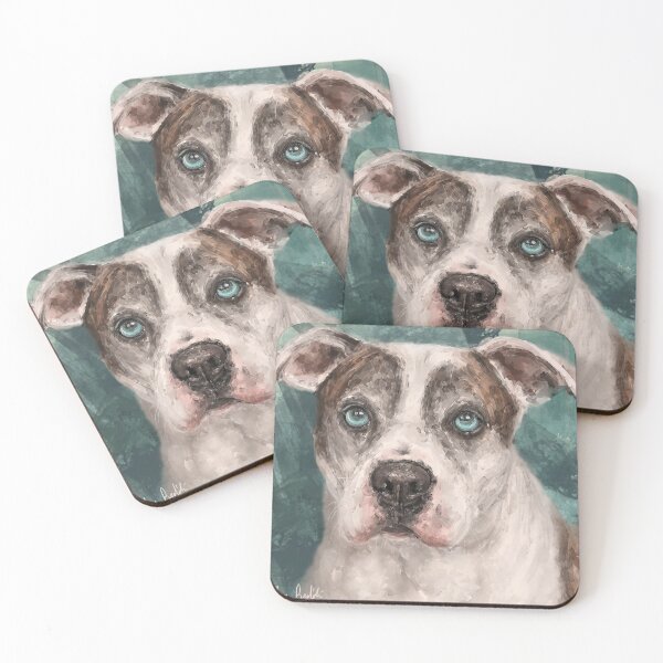 Item preview, Painting of a Gorgeous Amstaff Dog with Blue Eyes designed and sold by ibadishi.