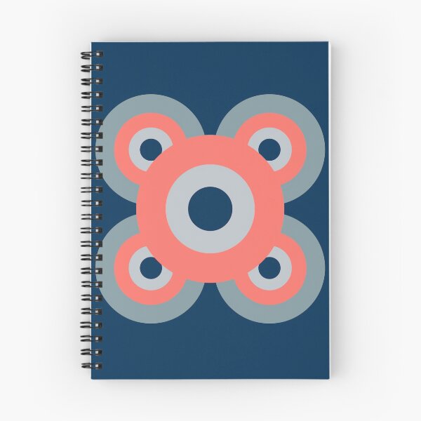 Item preview, Retro flower in coral and blue - grey colour palette, large pattern designed and sold by susyrdesign.