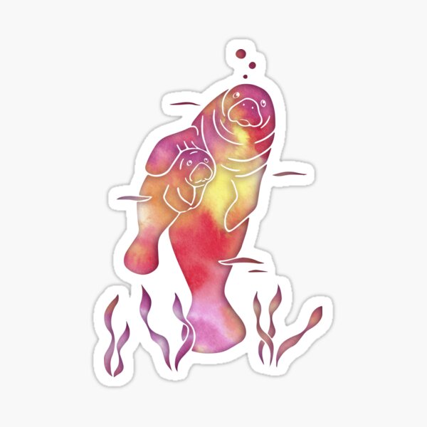 Peach Sea Manatees Sticker