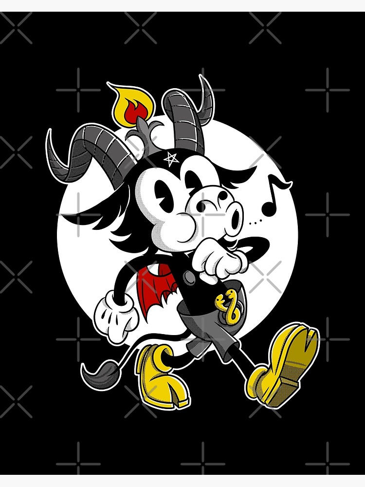 Atheist Satan Cute Sigil Of Baphomet Black Goat Whistling Old 30s Cartoon Occult Art Board Print By Alteregoshop Redbubble