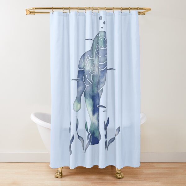 Blue Sea Manatees Shower Curtain