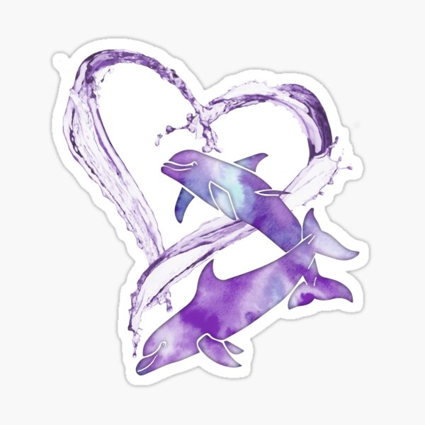 I Love Dolphins - Purple Passion Sticker