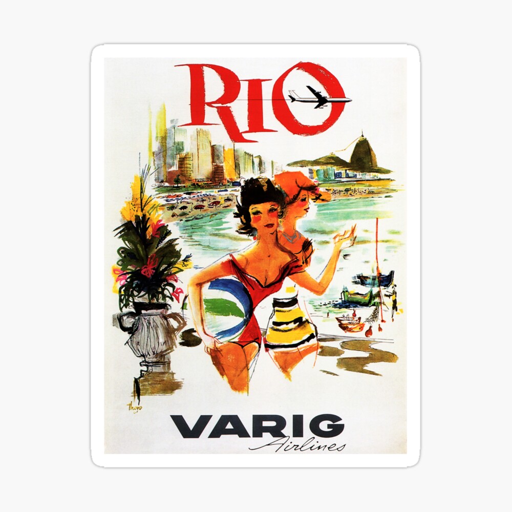 Brazil Rio    Vintage-Looking   Sticker/Decal/Luggage Label Varig Airways 