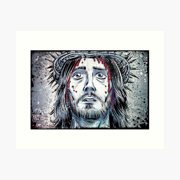 Jesus Crown of Thorns and Cross on Sand. Vintage Retro Style