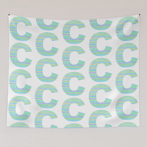 Item preview, Letter C Neon Wavy Stripe Pattern Monogram Initial designed and sold by theartofvikki.