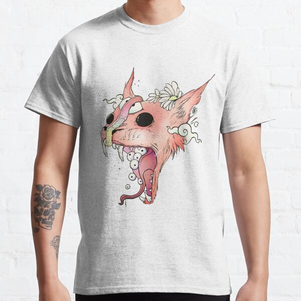 Colorful Cat Art With Tongue And Eyeballs Classic T-Shirt