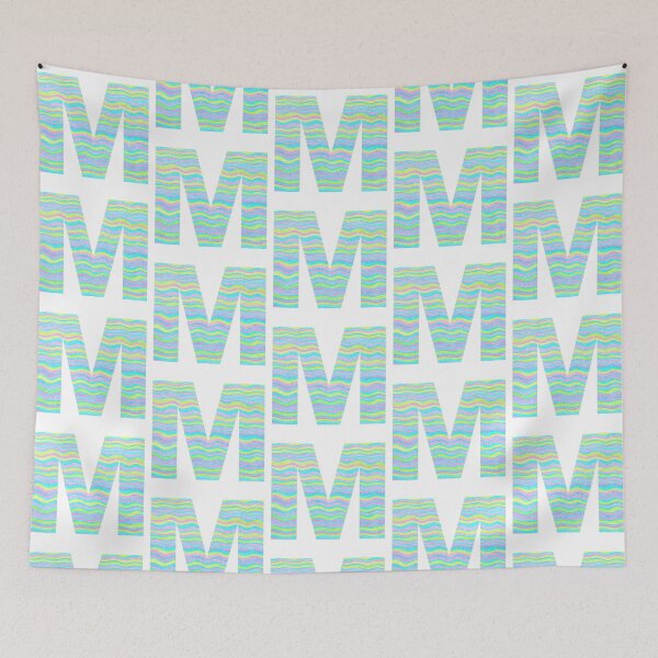 Item preview, Letter M Neon Wavy Stripe Pattern Monogram Initial designed and sold by theartofvikki.