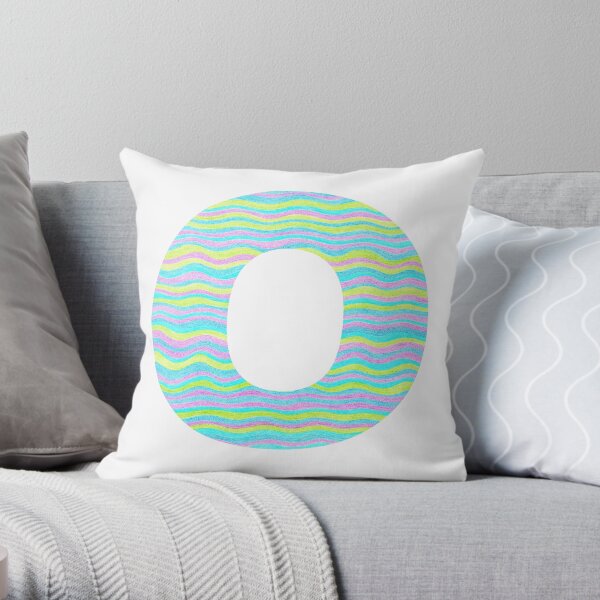 Letter O Neon Wavy Stripe Pattern Monogram Initial Throw Pillow