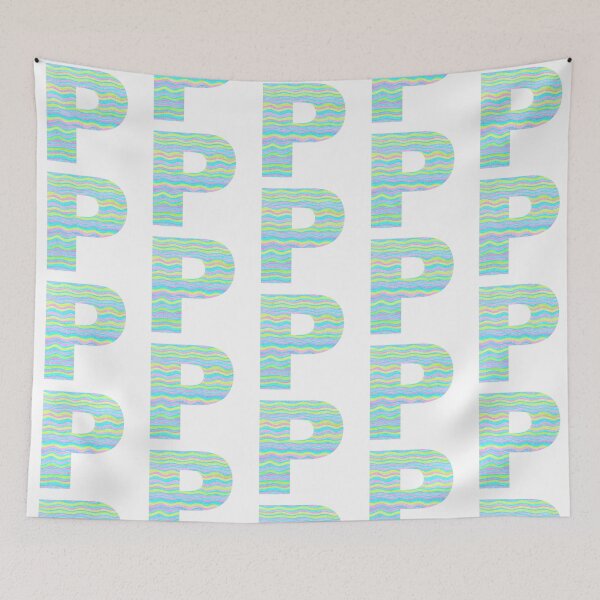 Item preview, Letter P Neon Wavy Stripe Pattern Monogram Initial designed and sold by theartofvikki.