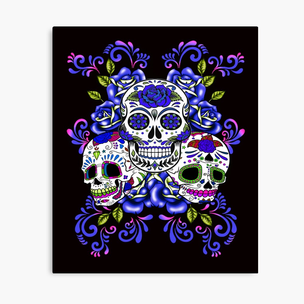 Day of the Dead Red White Blue USA Patriotic Sugar Skull Tri