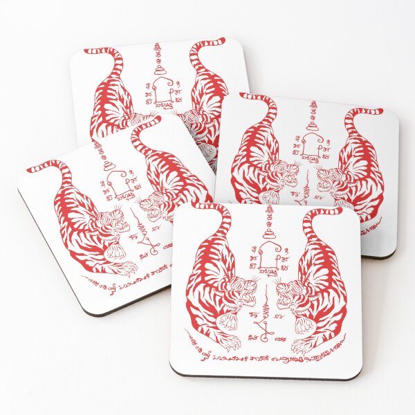 Item preview, Awesome Red Double Tiger Sak Yant designed and sold by PopArtdom.