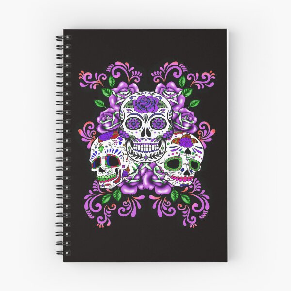 Item preview, Triple Skull Purple Floral Day Of The Dead Sugar Skulls designed and sold by Atteestude.