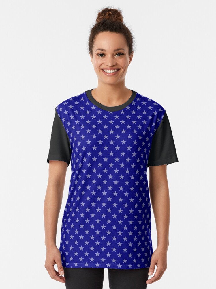 blue shirt with white stars