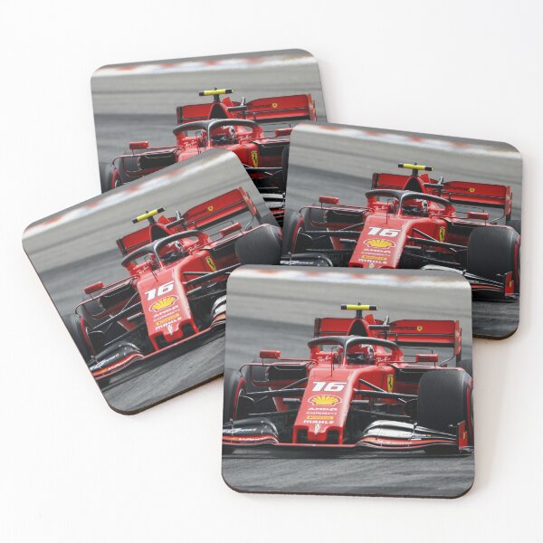 Formula One F1 Charles Leclerc Monaco Ferrari Driver 2019 Car 2019 German Grand Prix Set Up Coasters Set Of 4 By Thesmartchicken Redbubble - ferrari f1 roblox