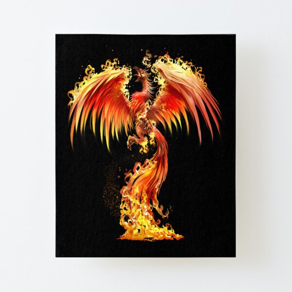 Fantasy Orange Fire Phoenix Rises From The Fiery Ashes Canvas Mounted Print