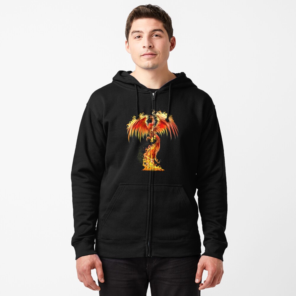  Phoenix Rising Fire Bird Reborn Ashes Rejuvenation Zip Hoodie :  Clothing, Shoes & Jewelry