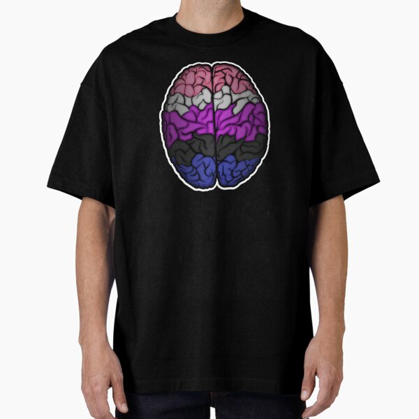 Large Gender Fluid Pride Flag Colored Brain Vector Oversized T-Shirt