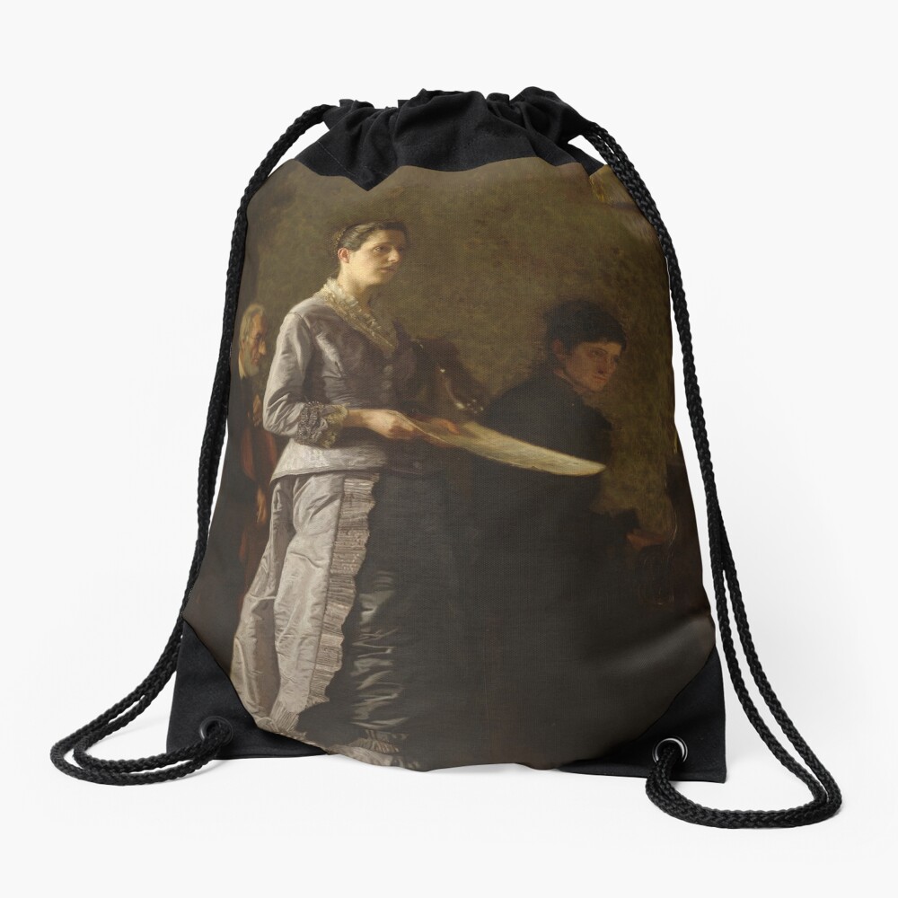 Singing a Pathetic Song Oil Painting by Thomas Eakins Drawstring Bag