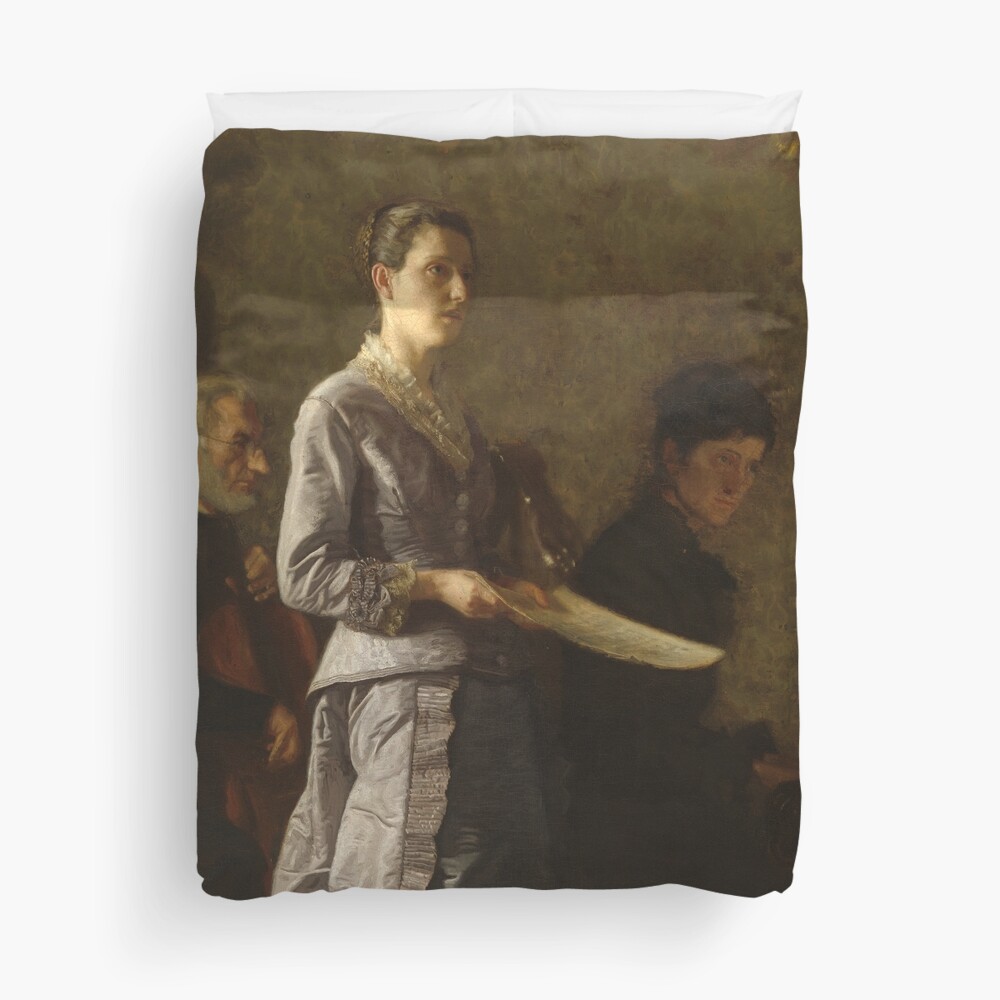 Singing a Pathetic Song Oil Painting by Thomas Eakins Duvet Cover