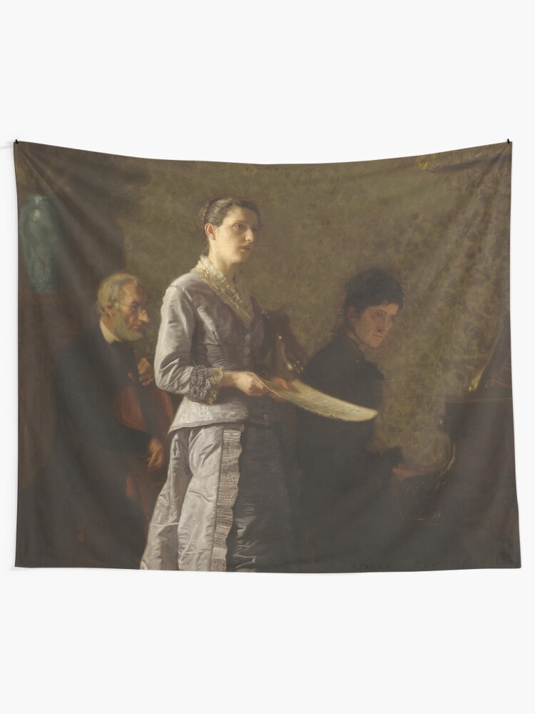 Alternate view of Singing a Pathetic Song Oil Painting by Thomas Eakins Tapestry