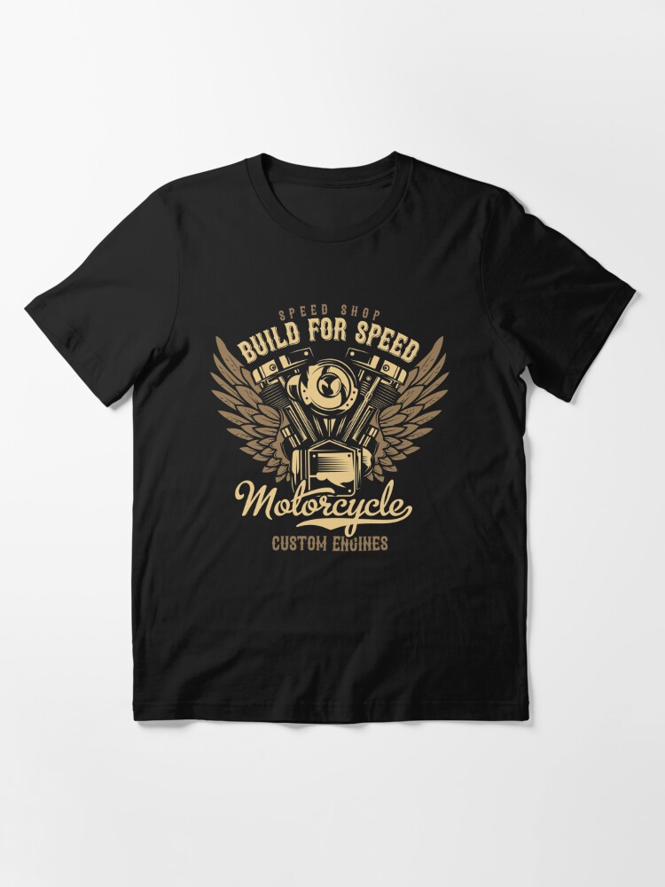 Motorcycle custom engine speed shop biker Essential T Shirt