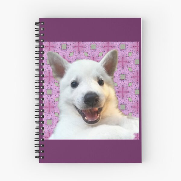 Item preview, White German Shepard Dog on pink background designed and sold by Sunny Creations.