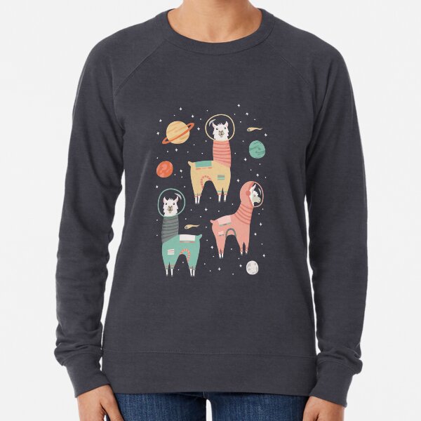 Astronaut Llamas in Space Lightweight Sweatshirt