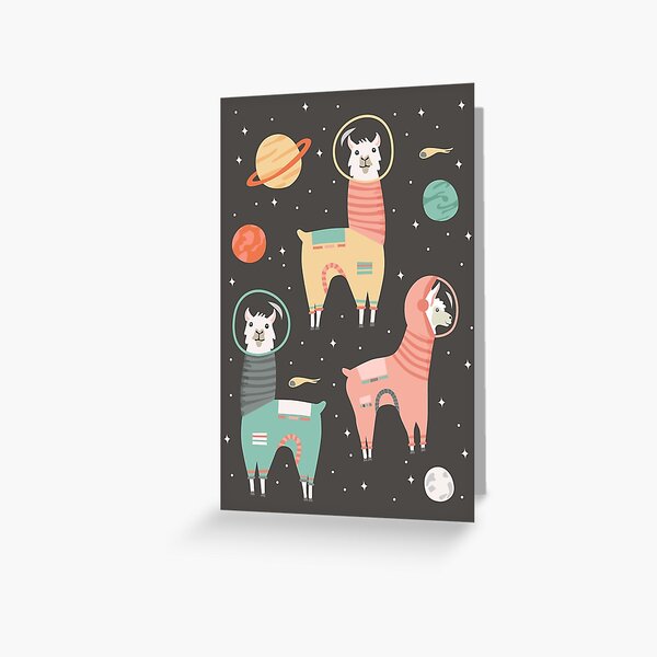 Astronauta Llamas en el espacio Tarjetas de felicitación