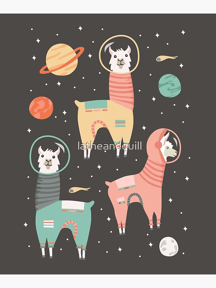 Astronaut Llamas in Space by latheandquill